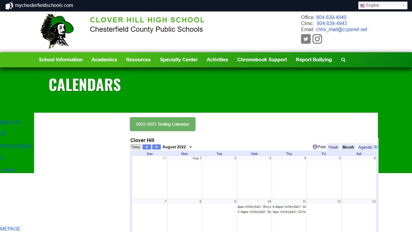 Calendars | Clover Hill High School - Chesterfield County Public Schools